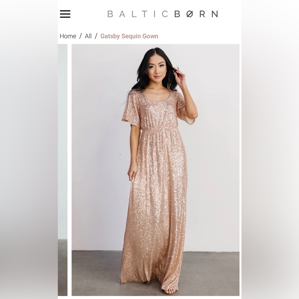 Baltic Born Rose Gold Sequin maxi dress